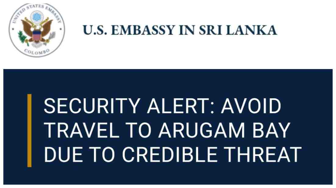 ආරුගම්බේ සංචාරක කලාපයට ප්‍රහාරයක් ගැන අනතුරු ඇගවීමක්